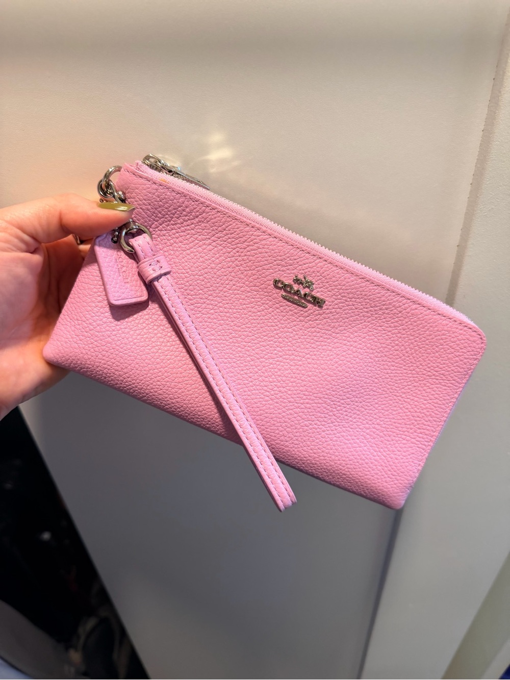 Coach Pink Pebbled Leather Wristlet